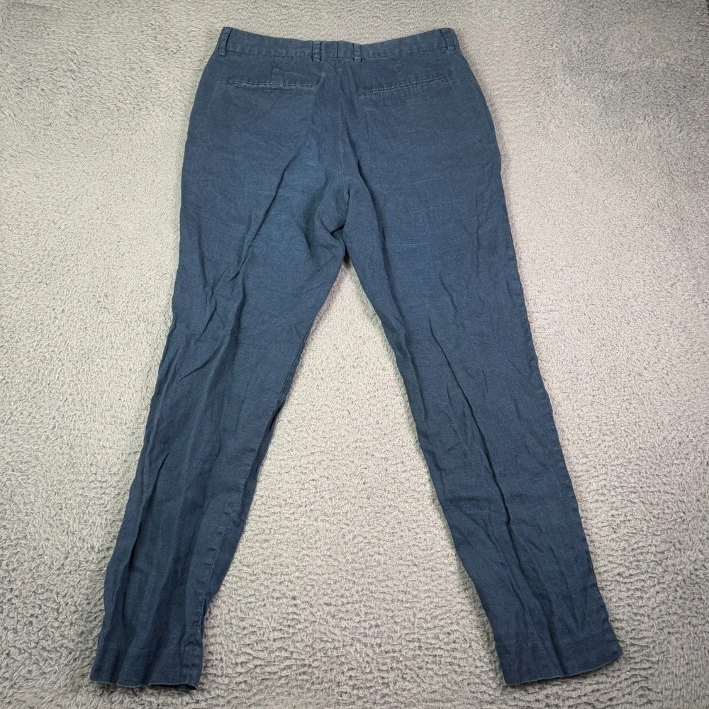 H&M Linen Pants Mens 33x30 Blue Casual Cotton Blend Flat Front Straight Leg